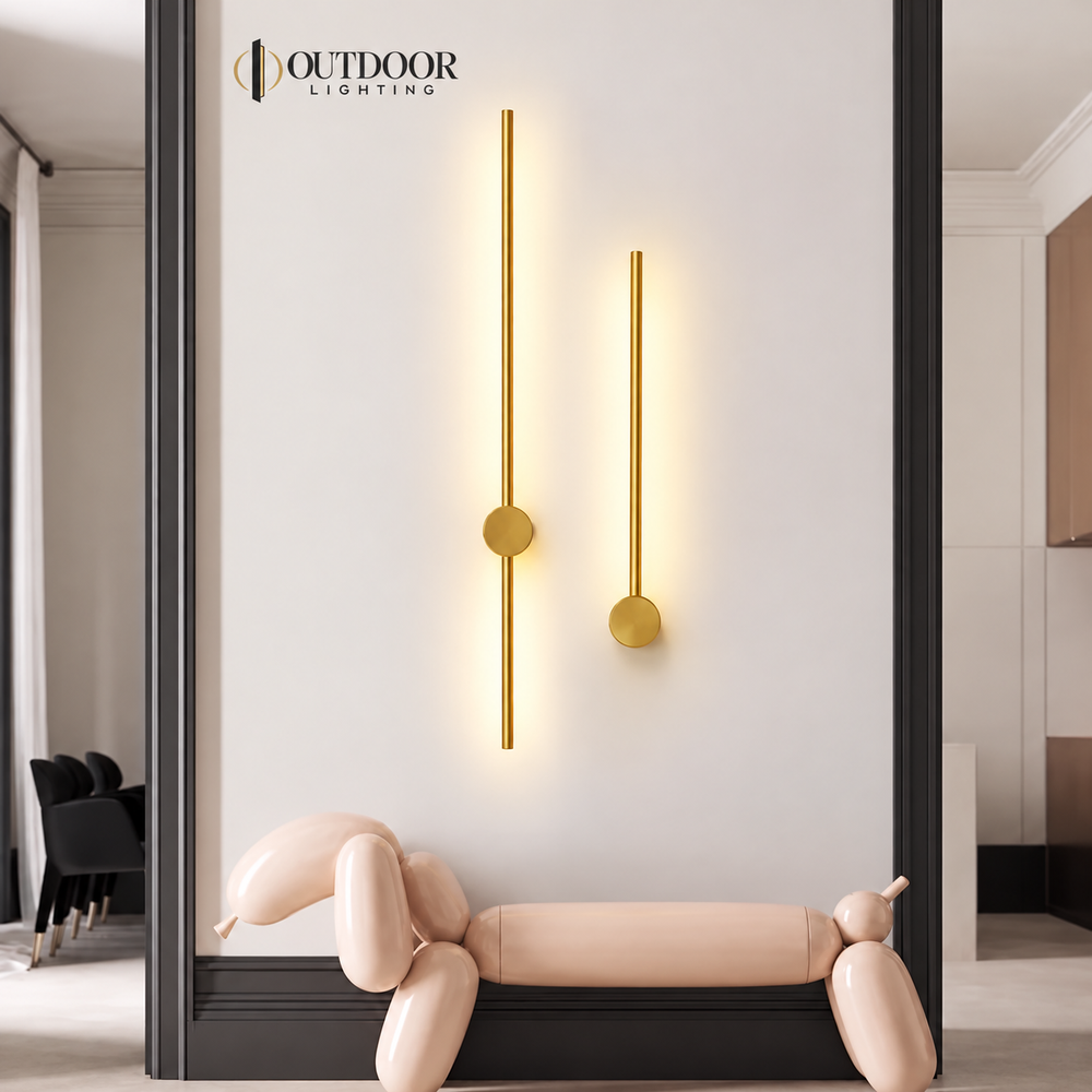 Axis Pivot Linear Wall Light in a warm modern living room