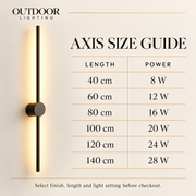Axis Pivot wall light length and power guide