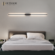 Forma Tube Linear LED Wall Sconce in a warm modern living room