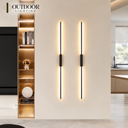 Pair of Forma linear LED wall sconces in a symmetrical installation