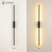 Forma Tube wall sconce illuminated and unlit comparison