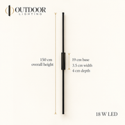 Forma 150 cm linear LED wall sconce dimensions