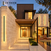 LumaLine Pro outdoor wall light illuminating an evening exterior