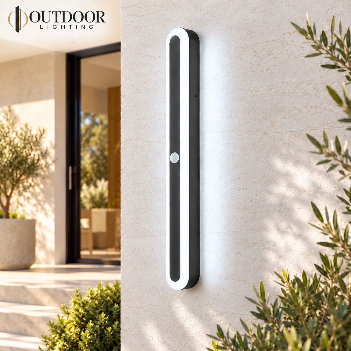 Sentinel Motion Sensor Outdoor Wall Light – Black, A, 60 cm / Cool white