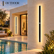 Sentinel outdoor wall lights installed beside a modern pool