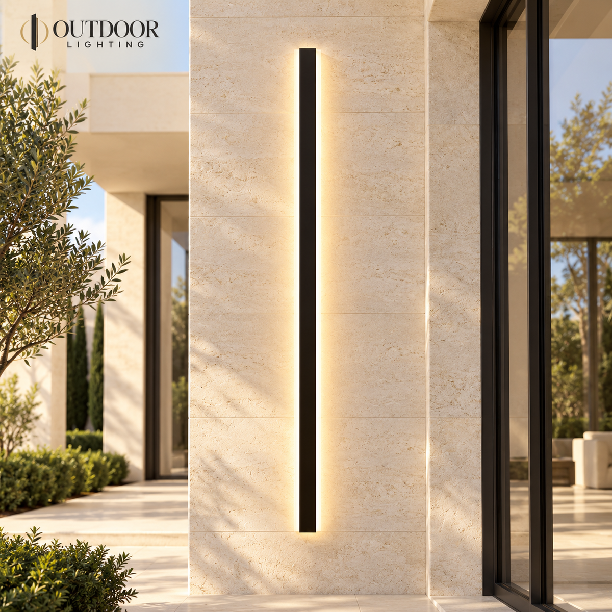 Vista Long Strip Outdoor Wall Light – 100 × 8 cm, Brightness dimming
