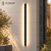 Close-up of Vista long strip outdoor wall light and LED edge