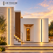 Vista linear outdoor wall light installed on a modern facade