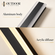 Vista outdoor wall light aluminum body and material details