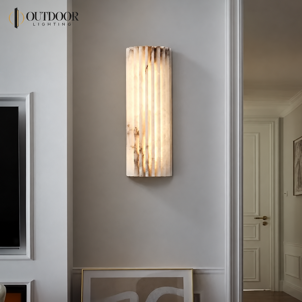 Natural stone wall light in a warm interior